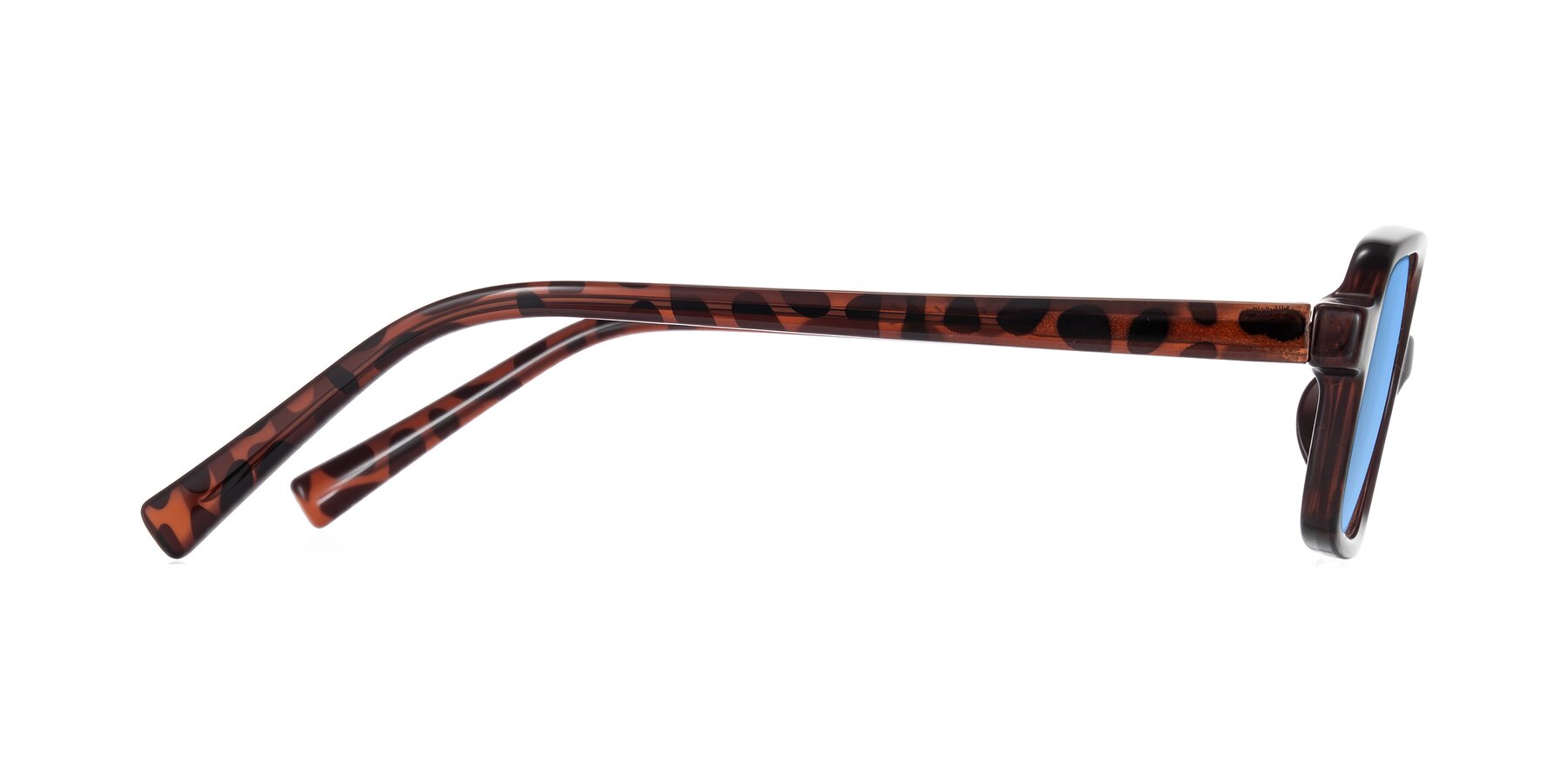 Side of Garbott in Leopard-Print with Medium Blue Tinted Lenses