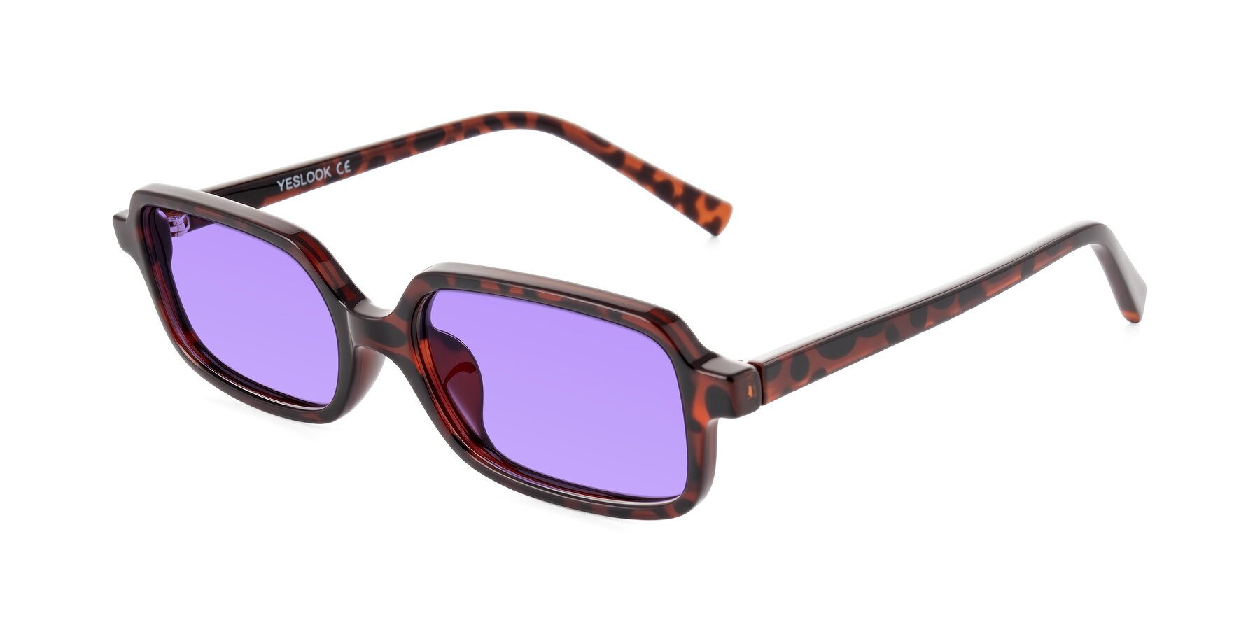 Angle of Garbott in Leopard-Print with Medium Purple Tinted Lenses