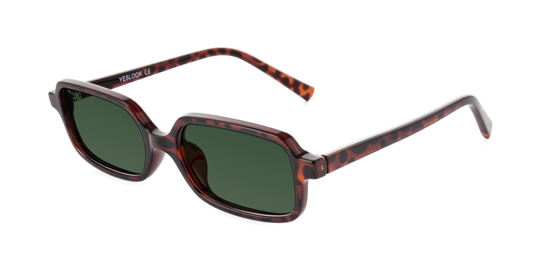 Angle of Garbott in Leopard-Print with Green Tinted Lenses