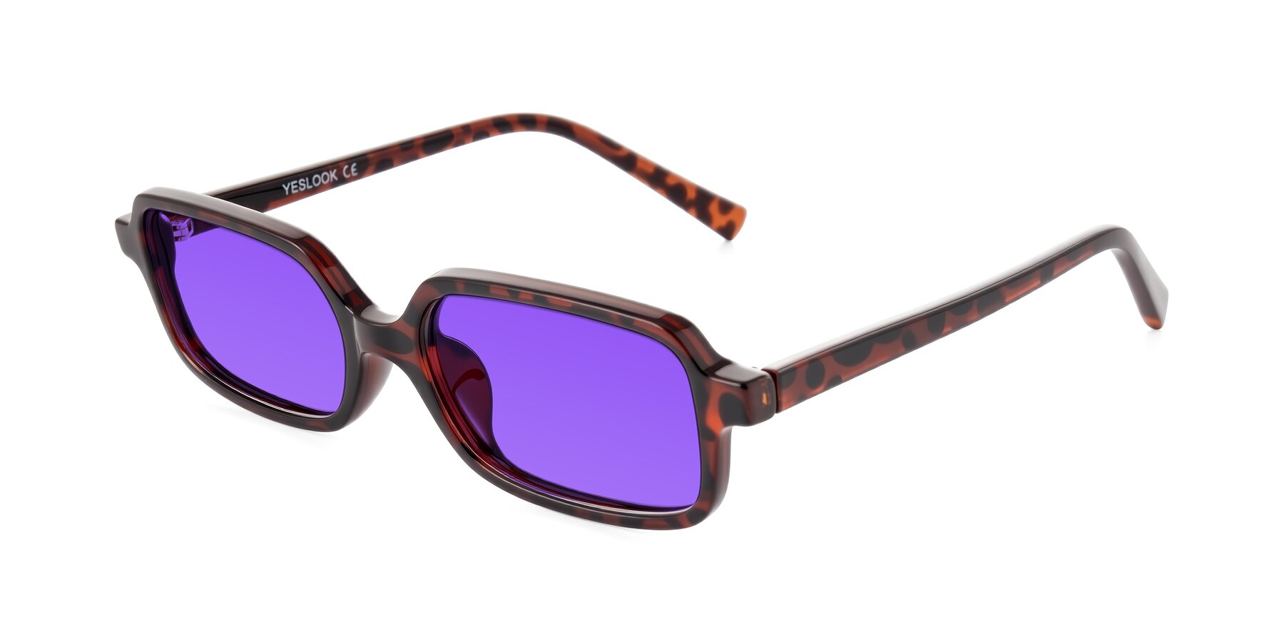 Angle of Garbott in Leopard-Print with Purple Tinted Lenses