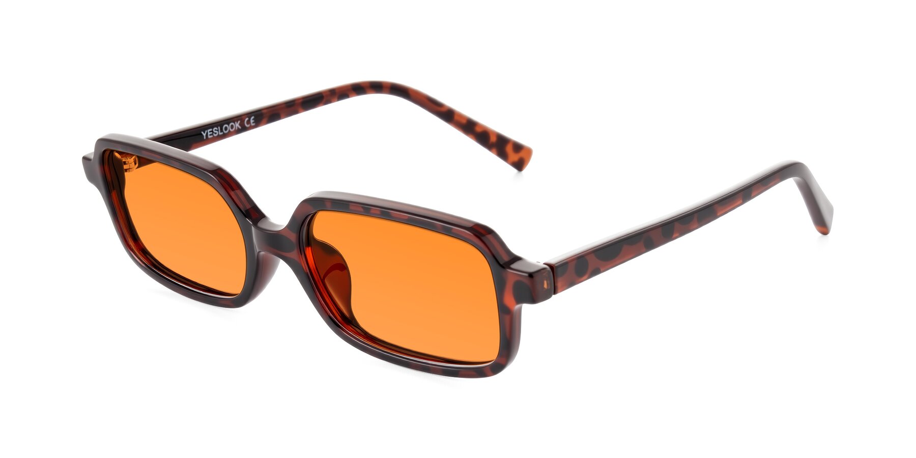 Angle of Garbott in Leopard-Print with Orange Tinted Lenses