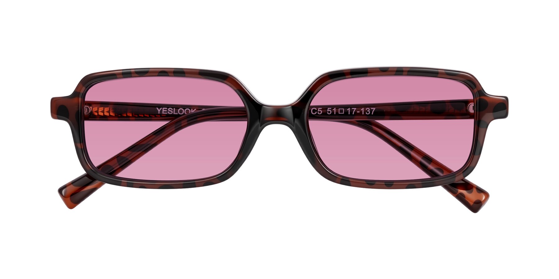 Folded Front of Garbott in Leopard-Print with Medium Wine Tinted Lenses