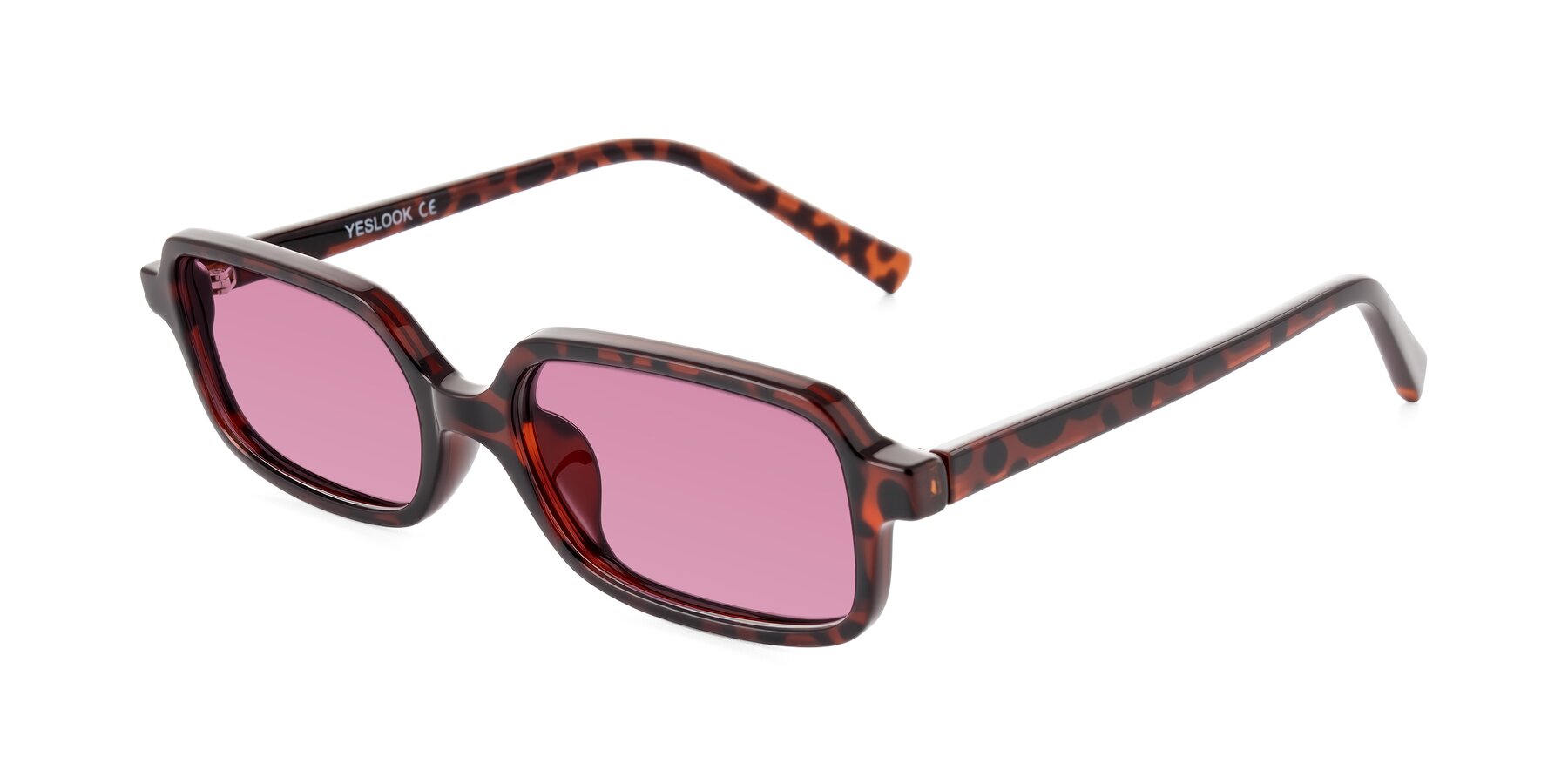 Angle of Garbott in Leopard-Print with Medium Wine Tinted Lenses