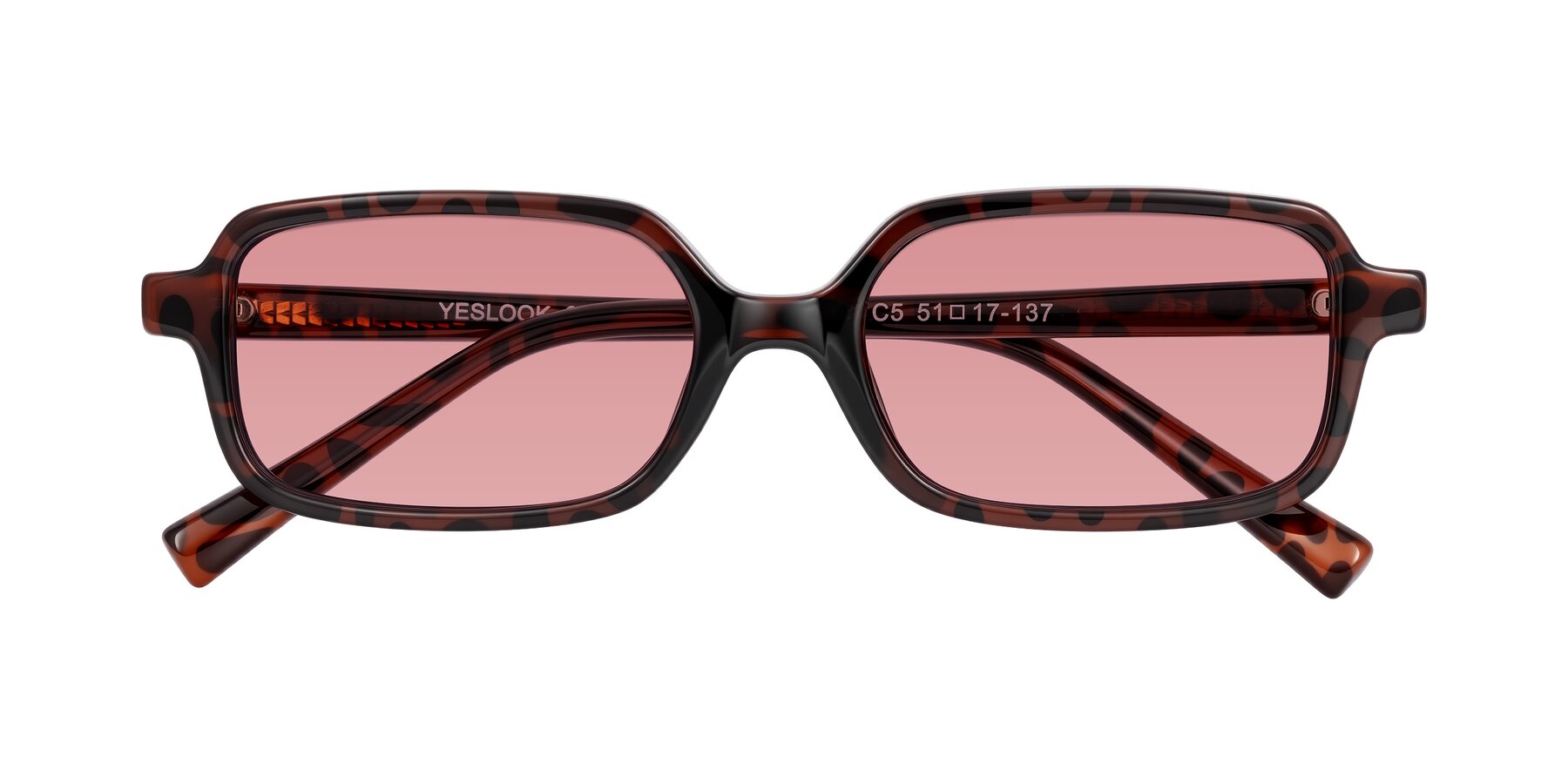 Folded Front of Garbott in Leopard-Print with Medium Garnet Tinted Lenses