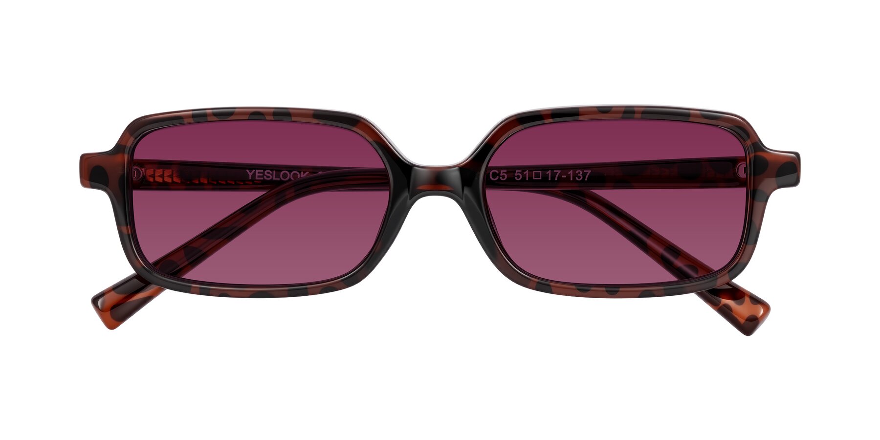 Folded Front of Garbott in Leopard-Print with Wine Tinted Lenses
