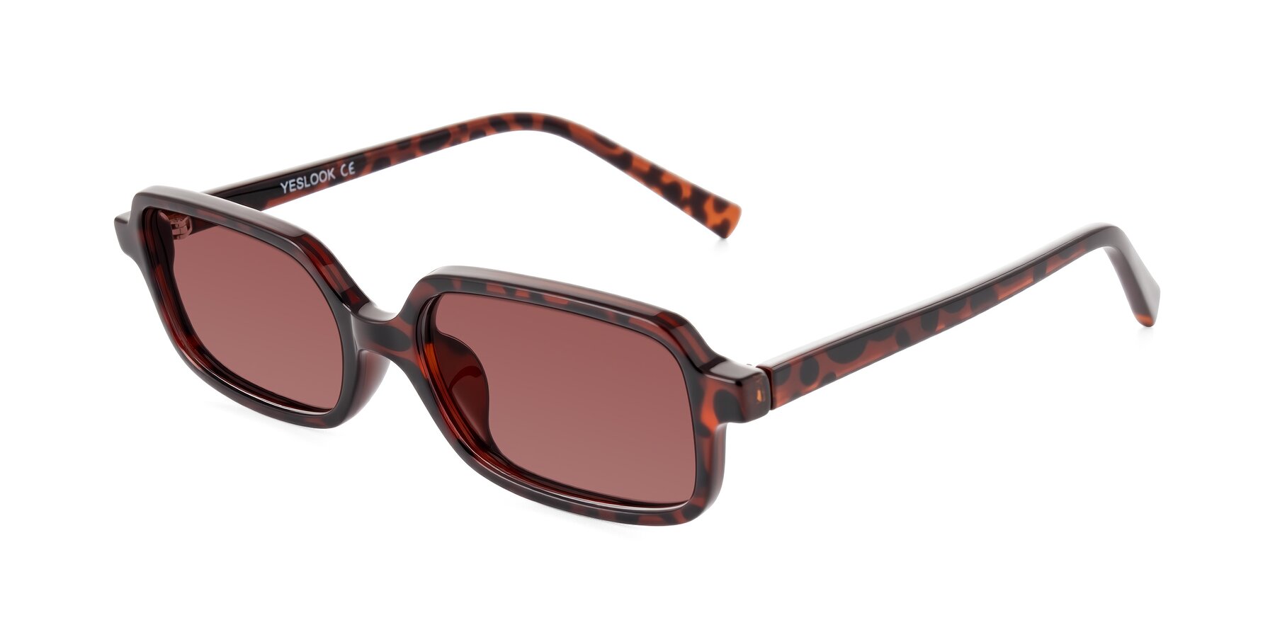 Angle of Garbott in Leopard-Print with Garnet Tinted Lenses