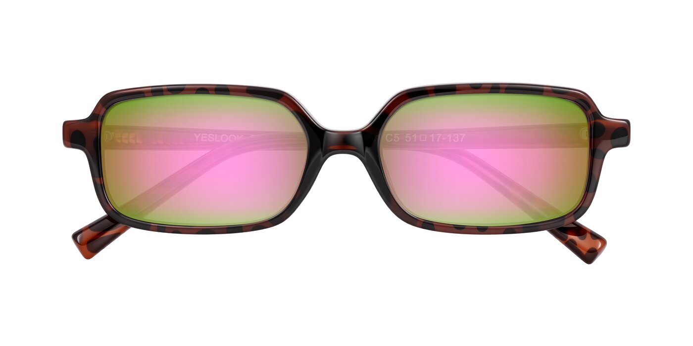 Garbott - Leopard-Print Flash Mirrored Sunglasses