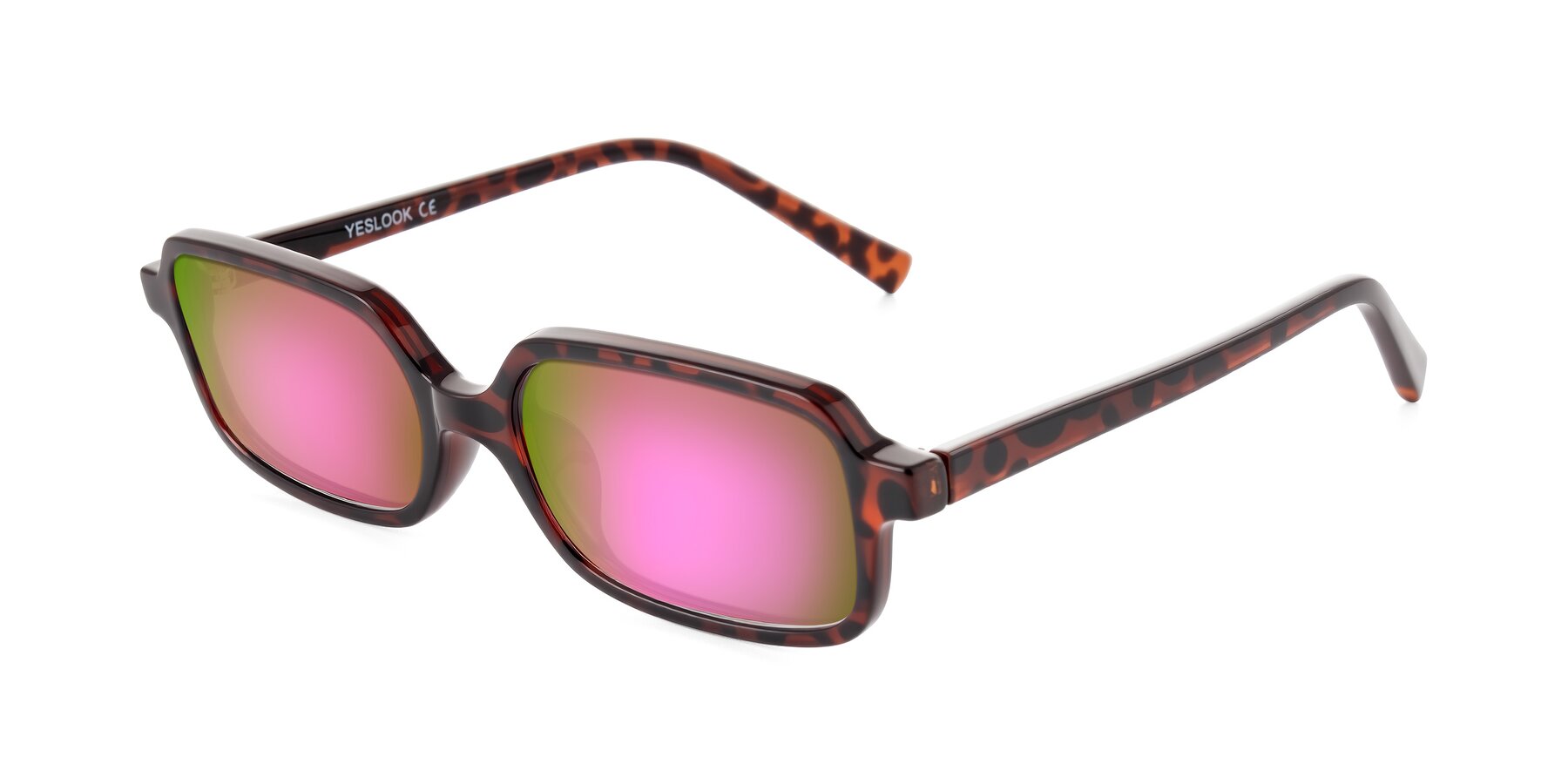 Angle of Garbott in Leopard-Print with Pink Mirrored Lenses