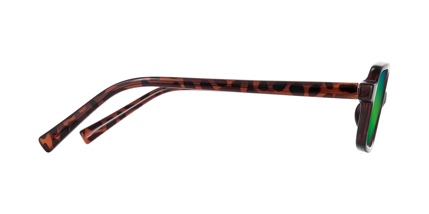 Side of Garbott in Leopard-Print with Green Mirrored Lenses