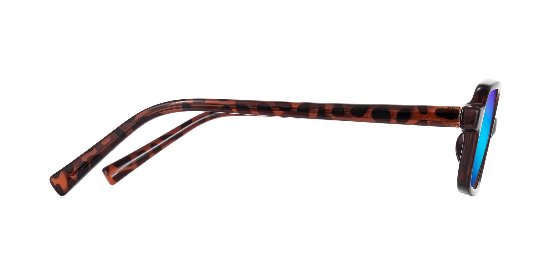 Side of Garbott in Leopard-Print with Blue Mirrored Lenses