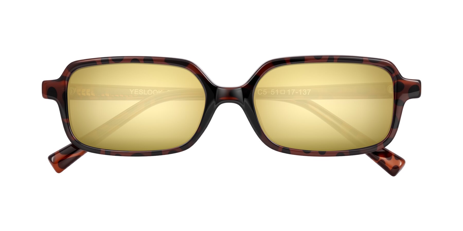 Folded Front of Garbott in Leopard-Print with Gold Mirrored Lenses