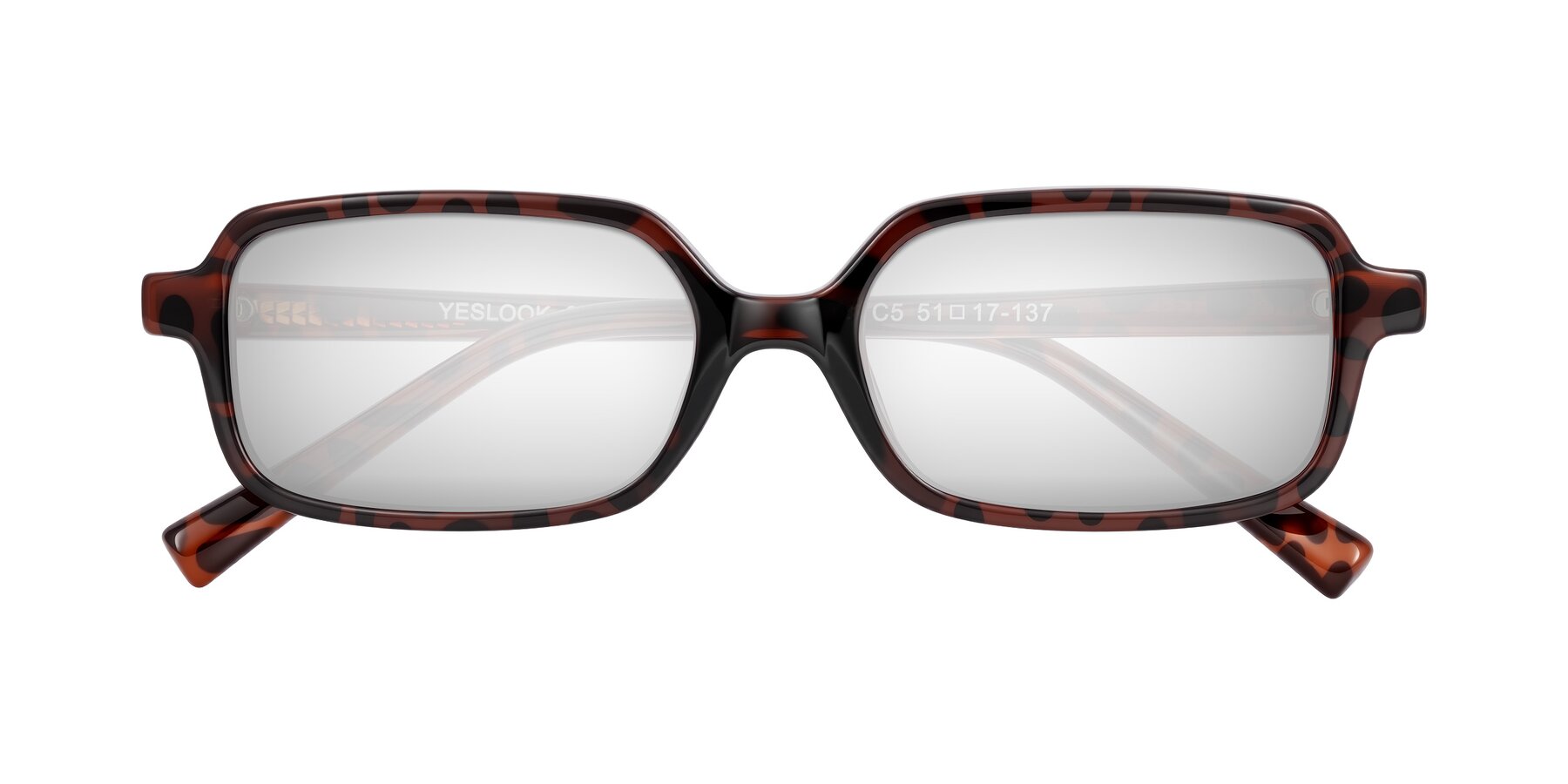 Folded Front of Garbott in Leopard-Print with Silver Mirrored Lenses