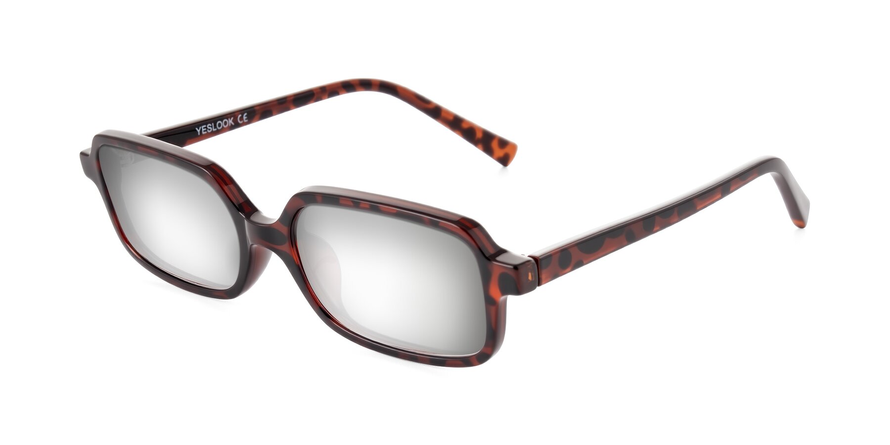Angle of Garbott in Leopard-Print with Silver Mirrored Lenses