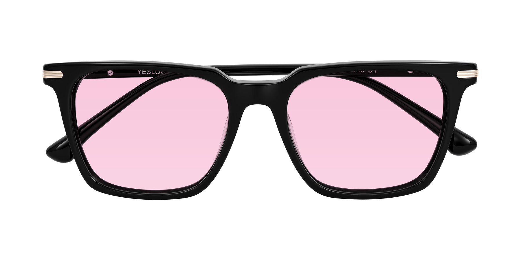 Folded Front of Miyaha in Black with Light Pink Tinted Lenses