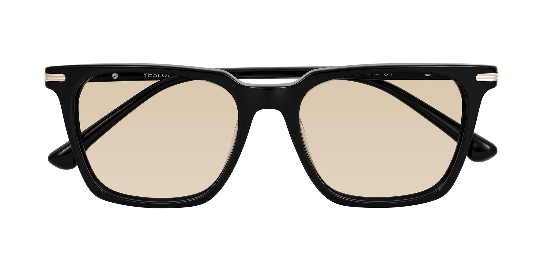 Folded Front of Miyaha in Black with Light Brown Tinted Lenses