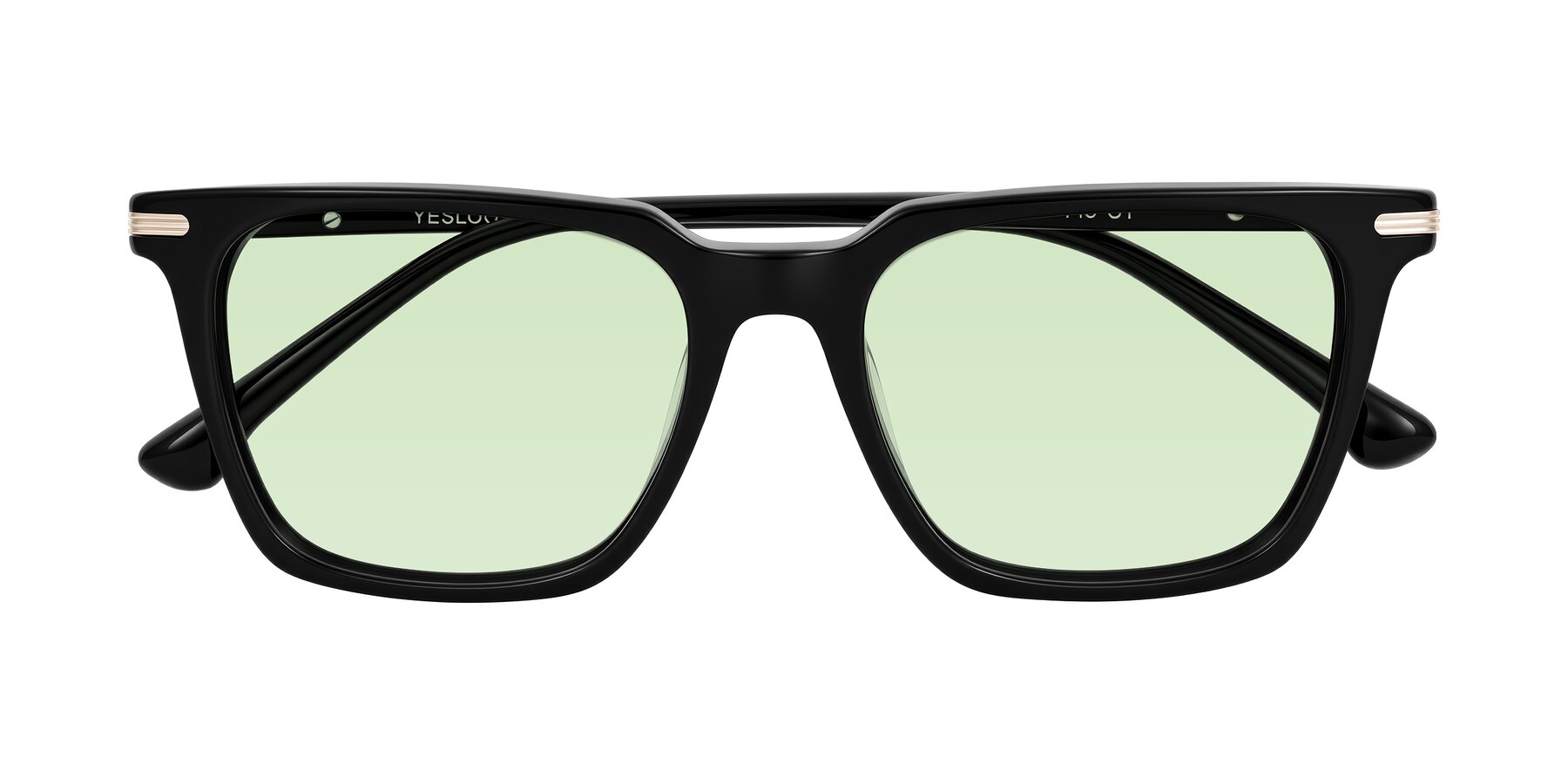 Folded Front of Miyaha in Black with Light Green Tinted Lenses