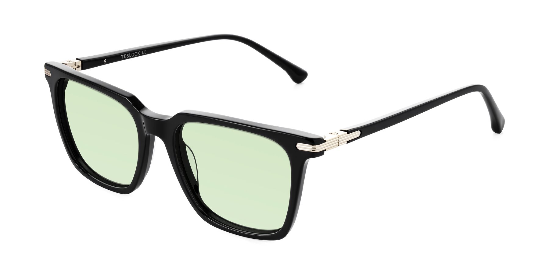 Angle of Miyaha in Black with Light Green Tinted Lenses