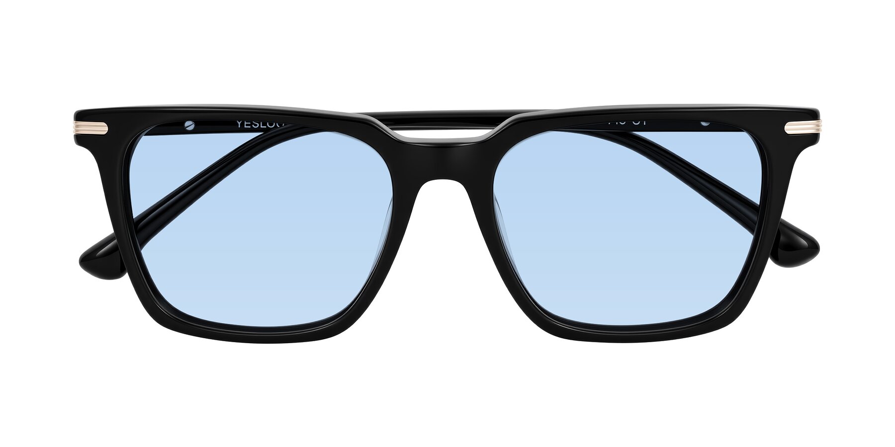 Folded Front of Miyaha in Black with Light Blue Tinted Lenses