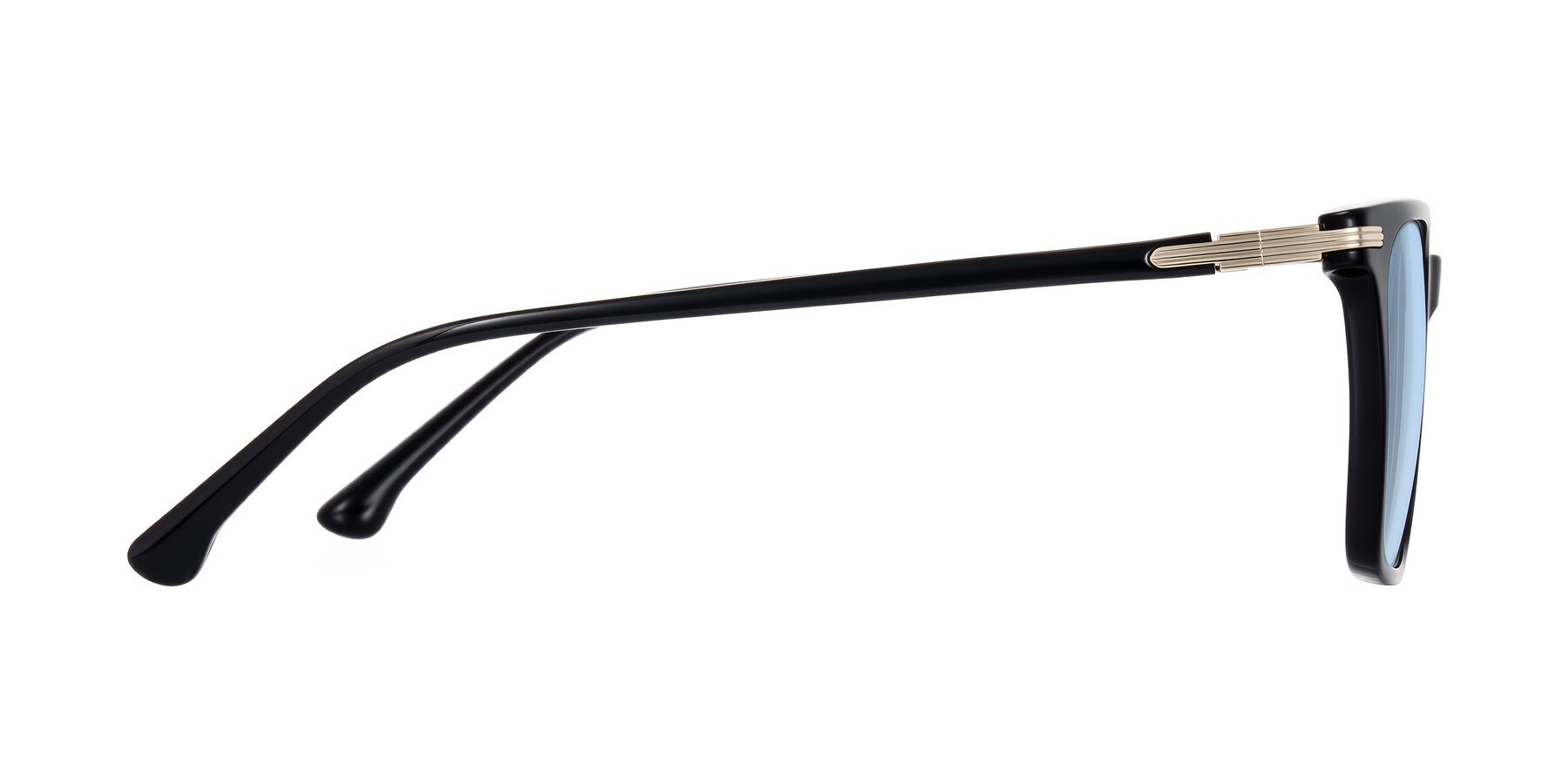 Side of Miyaha in Black with Light Blue Tinted Lenses