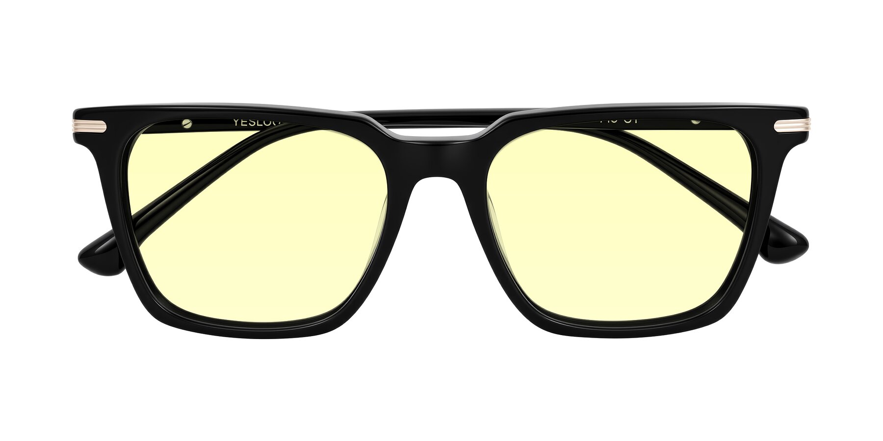 Folded Front of Miyaha in Black with Light Yellow Tinted Lenses
