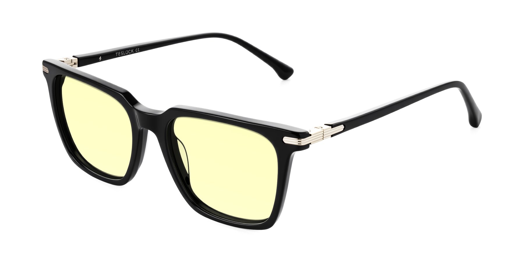 Angle of Miyaha in Black with Light Yellow Tinted Lenses