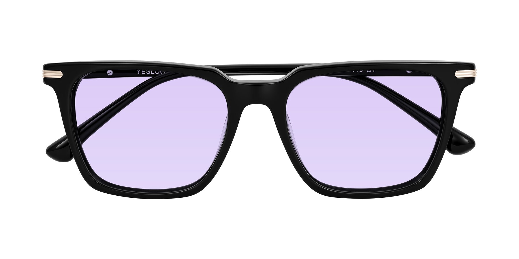 Folded Front of Miyaha in Black with Light Purple Tinted Lenses