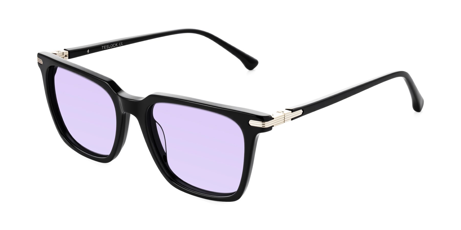 Angle of Miyaha in Black with Light Purple Tinted Lenses