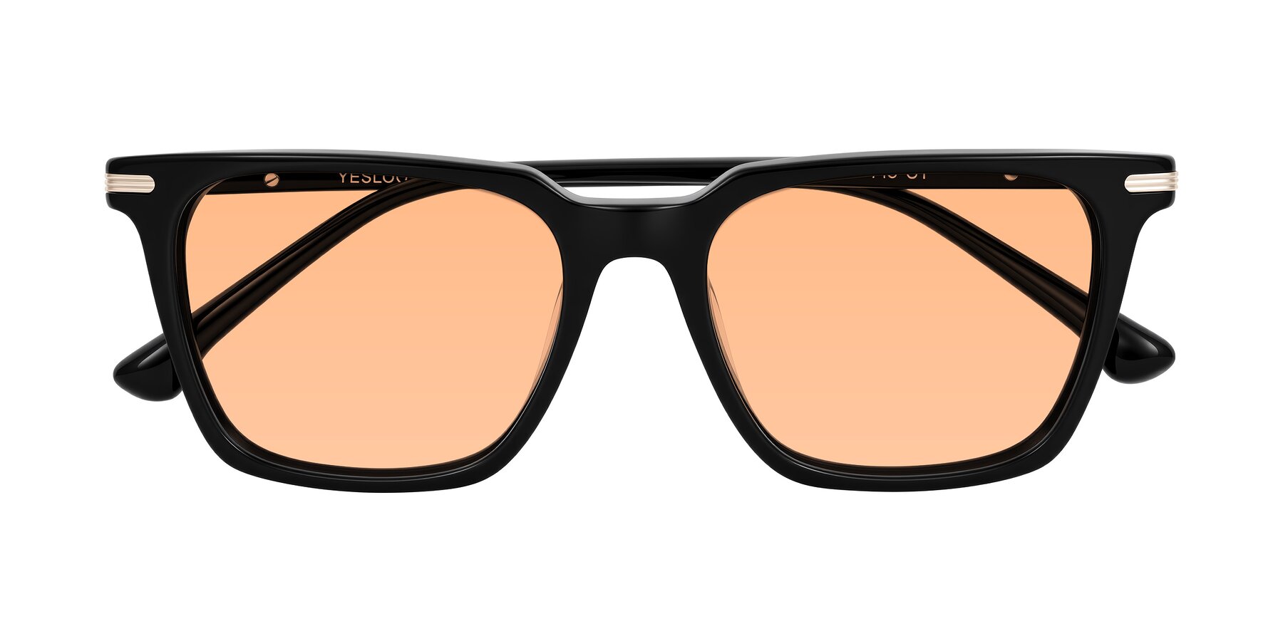 Folded Front of Miyaha in Black with Light Orange Tinted Lenses