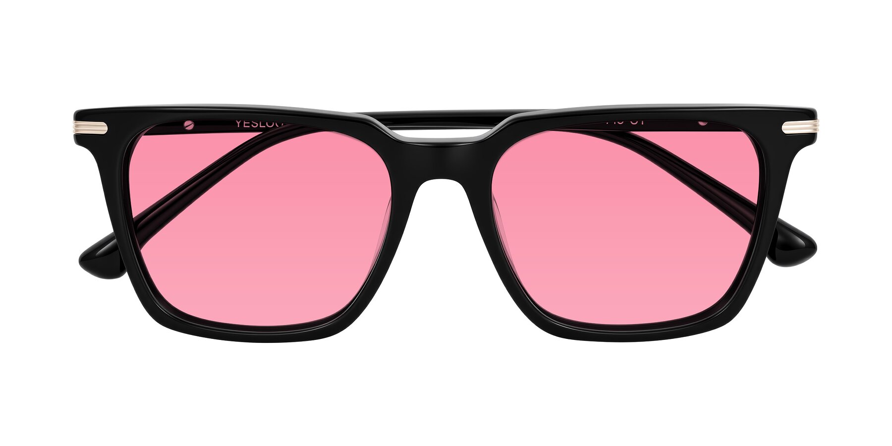 Folded Front of Miyaha in Black with Pink Tinted Lenses
