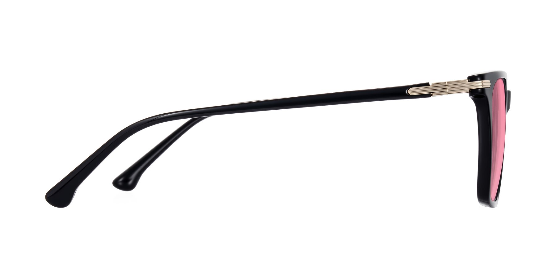 Side of Miyaha in Black with Pink Tinted Lenses