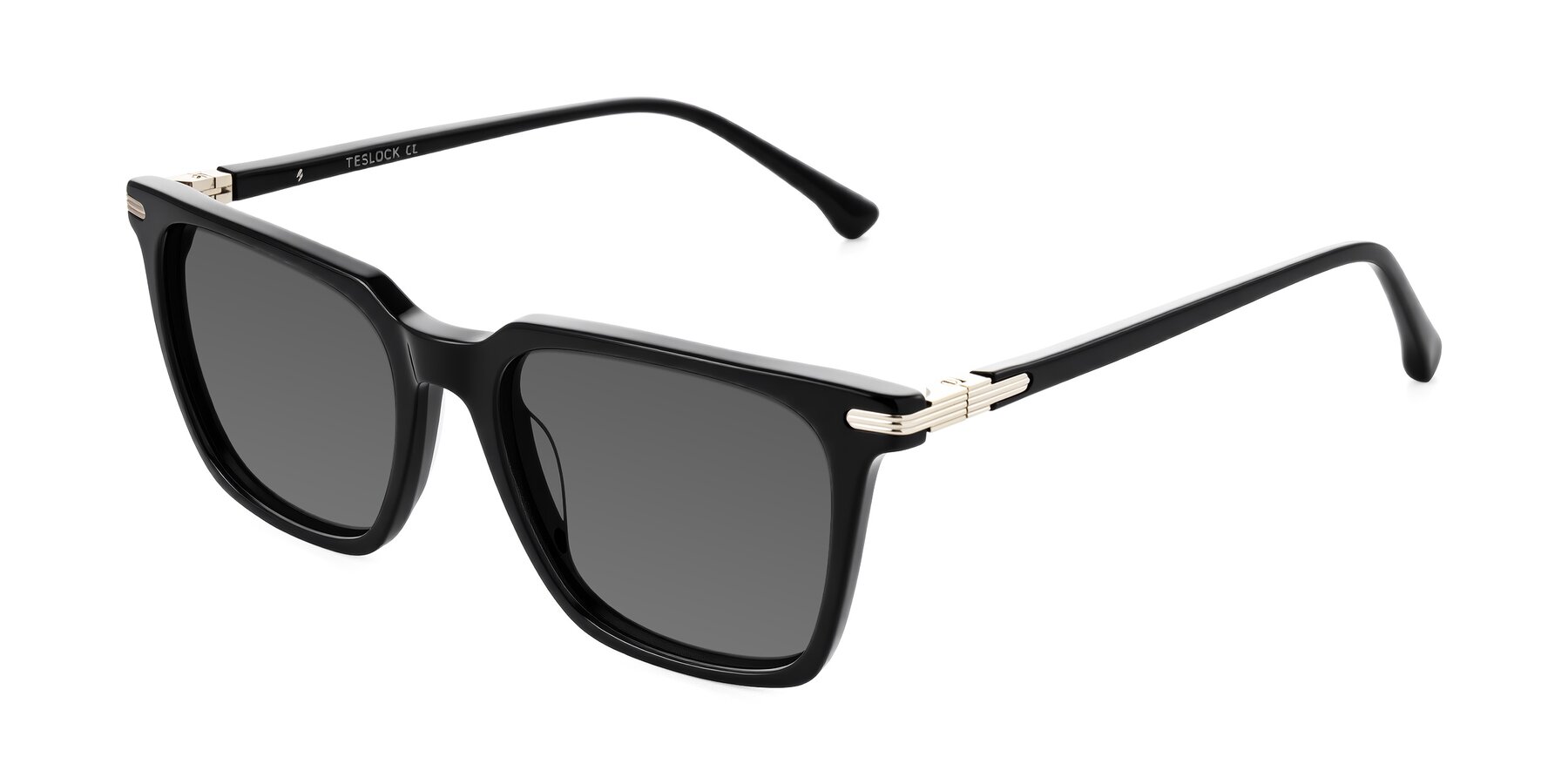 Angle of Miyaha in Black with Medium Gray Tinted Lenses