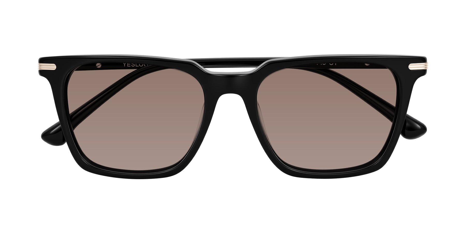 Folded Front of Miyaha in Black with Medium Brown Tinted Lenses