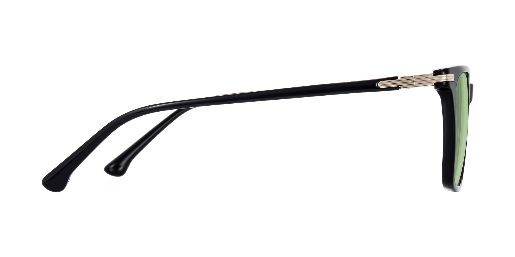 Side of Miyaha in Black with Medium Green Tinted Lenses