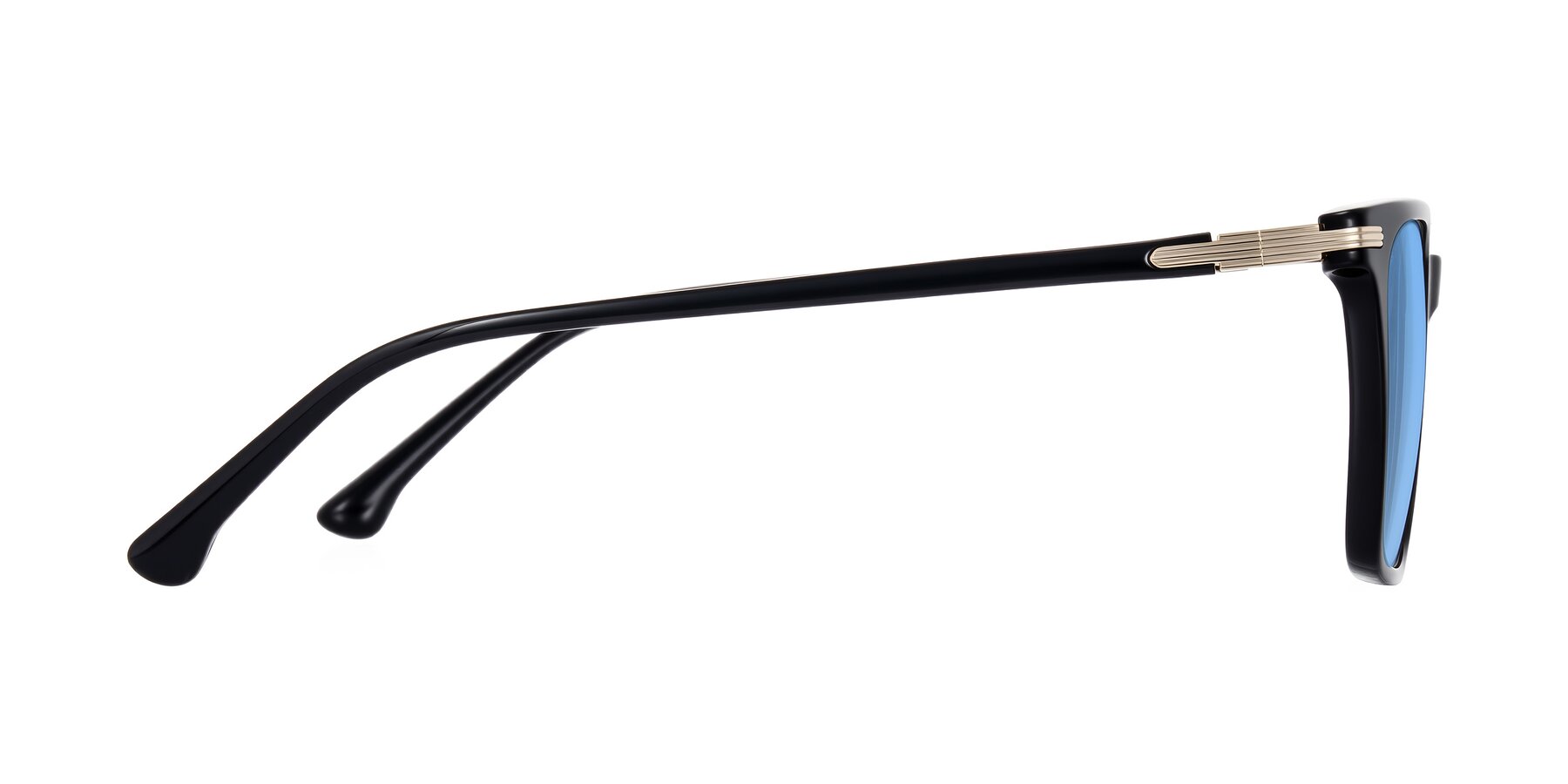 Side of Miyaha in Black with Medium Blue Tinted Lenses