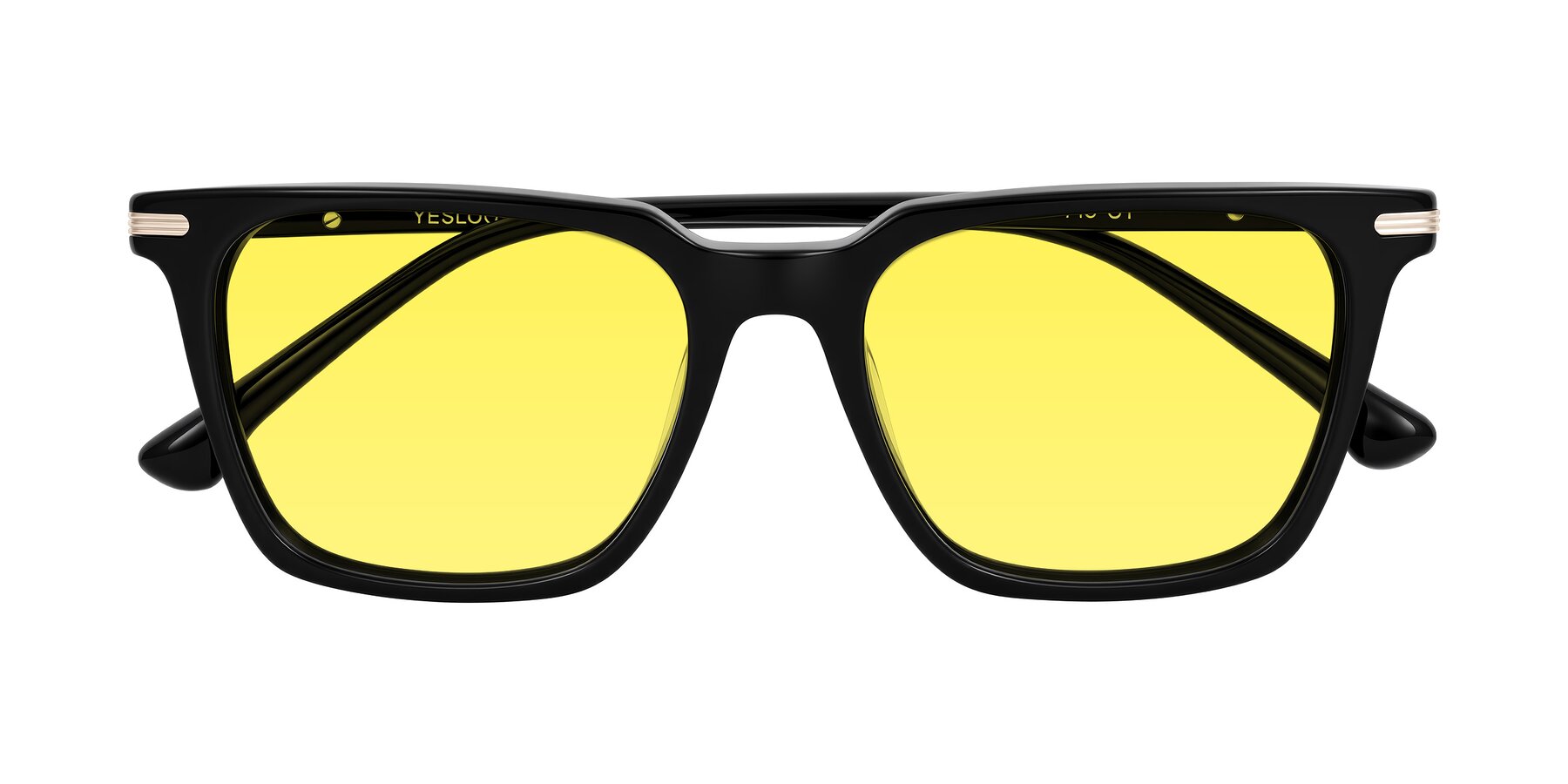 Folded Front of Miyaha in Black with Medium Yellow Tinted Lenses