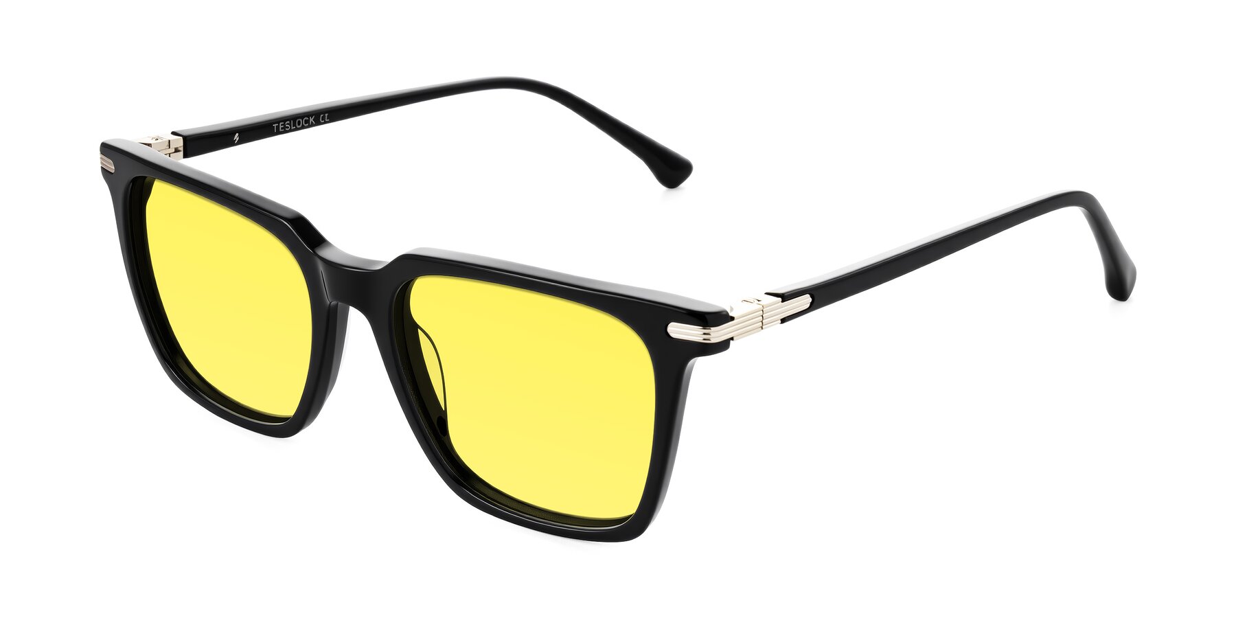 Angle of Miyaha in Black with Medium Yellow Tinted Lenses