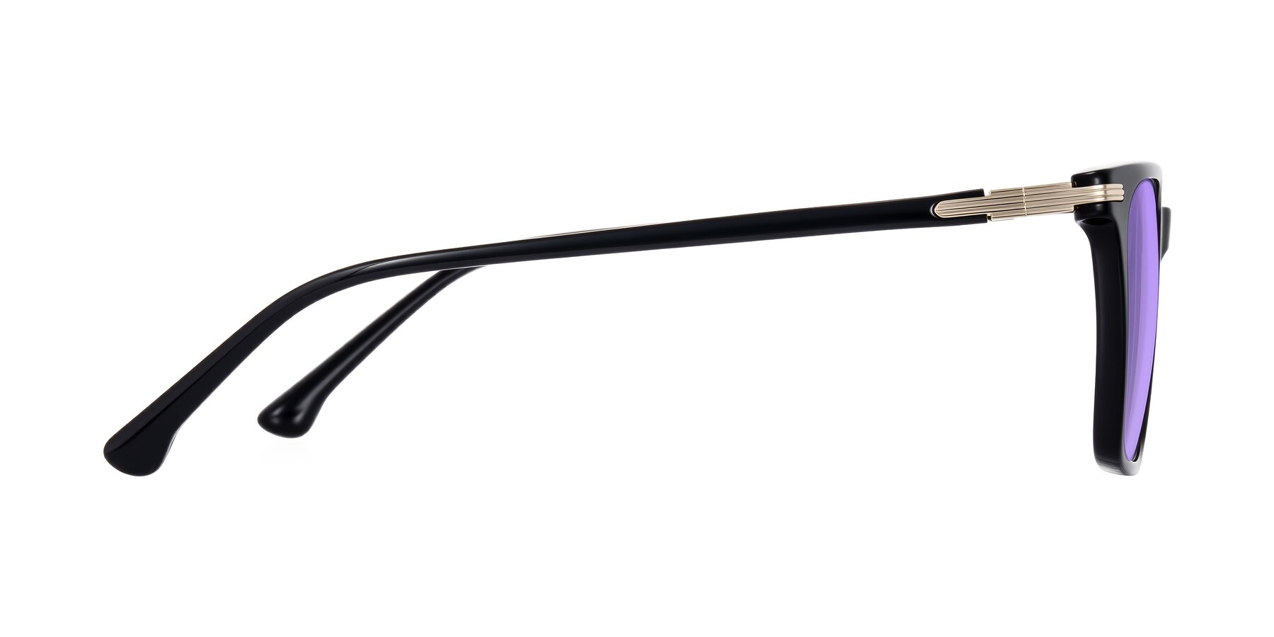 Side of Miyaha in Black with Medium Purple Tinted Lenses