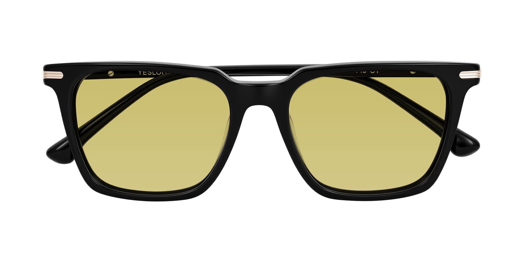 Folded Front of Miyaha in Black with Medium Champagne Tinted Lenses