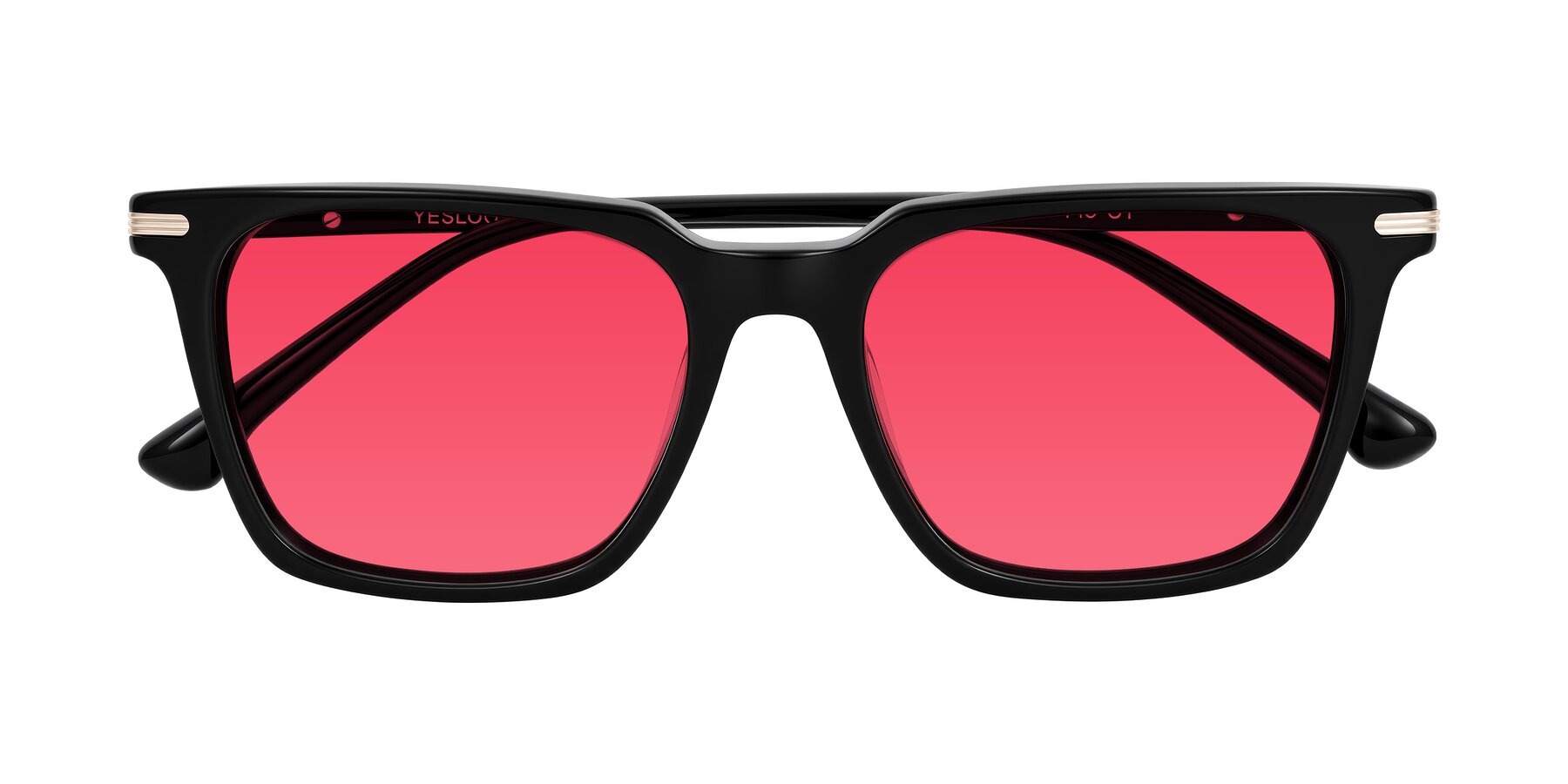 Folded Front of Miyaha in Black with Red Tinted Lenses
