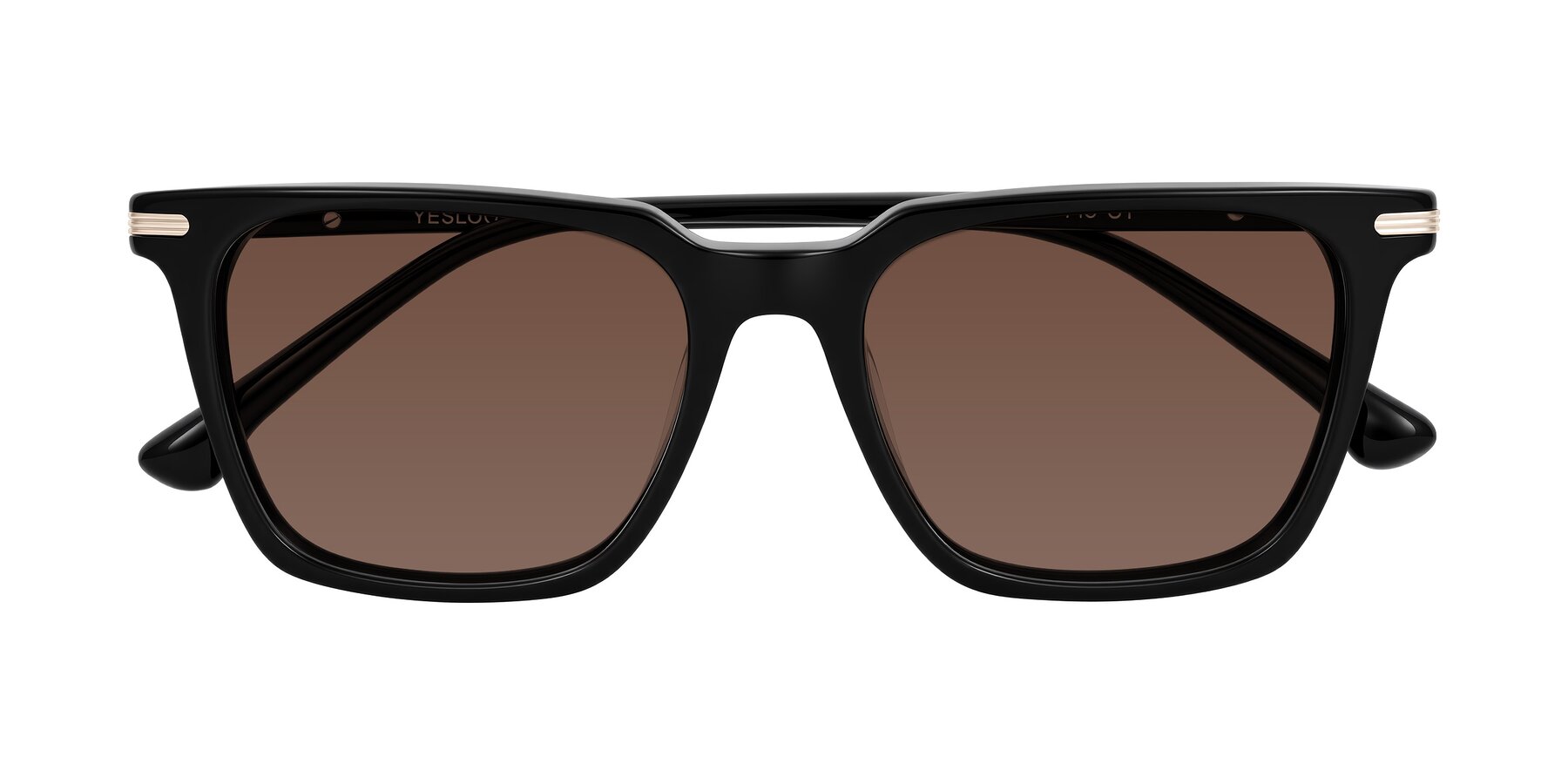 Folded Front of Miyaha in Black with Brown Tinted Lenses
