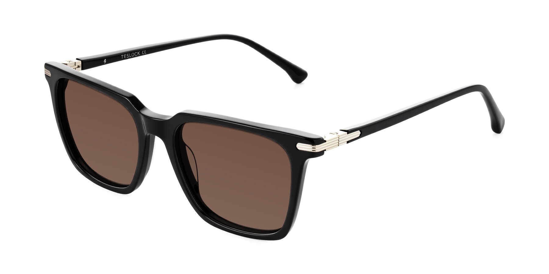 Angle of Miyaha in Black with Brown Tinted Lenses