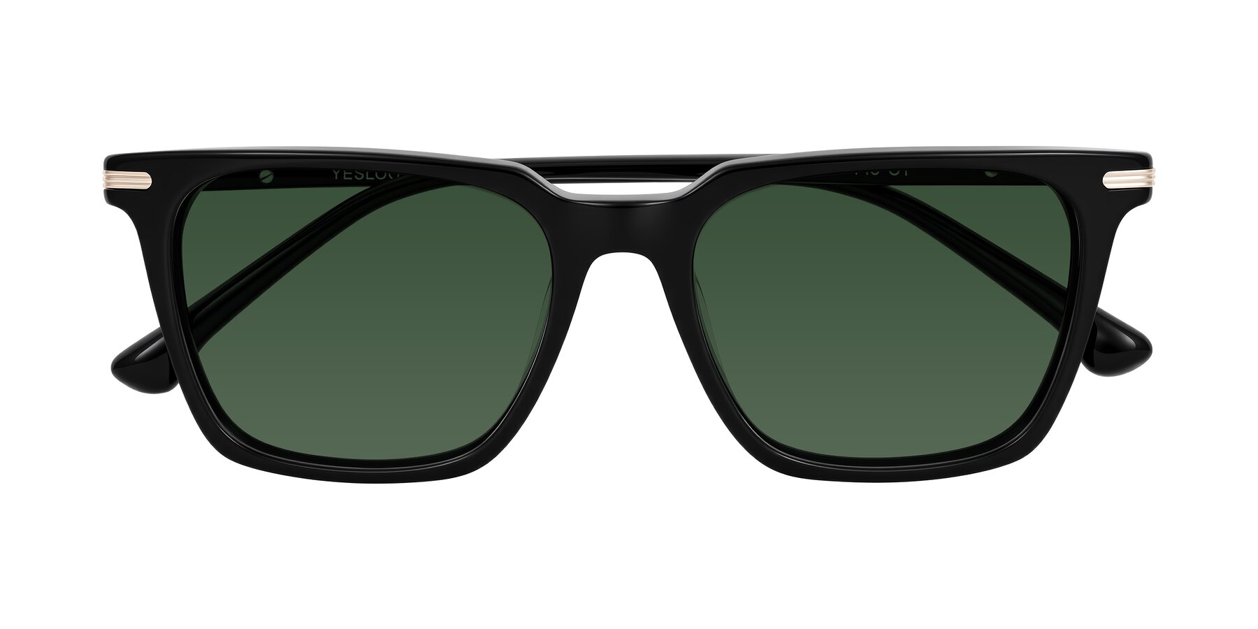 Folded Front of Miyaha in Black with Green Tinted Lenses
