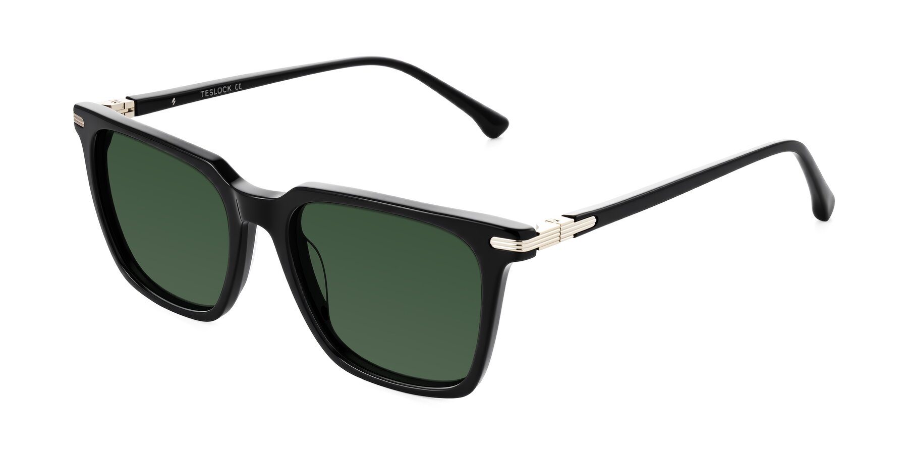 Angle of Miyaha in Black with Green Tinted Lenses