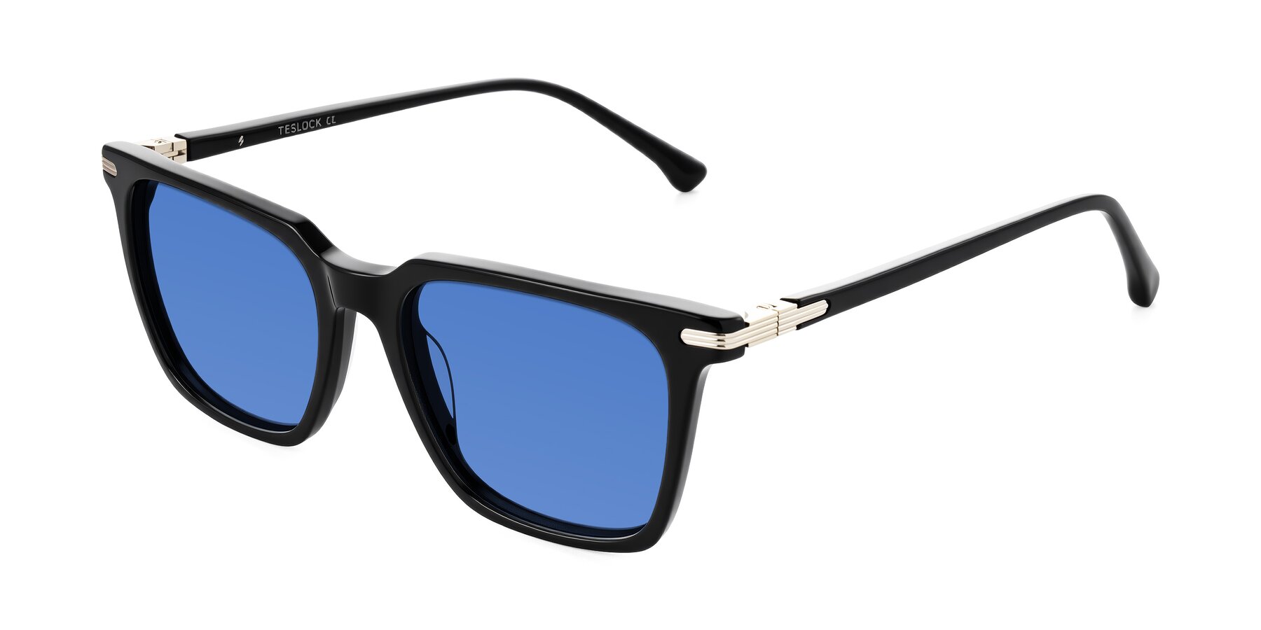 Angle of Miyaha in Black with Blue Tinted Lenses