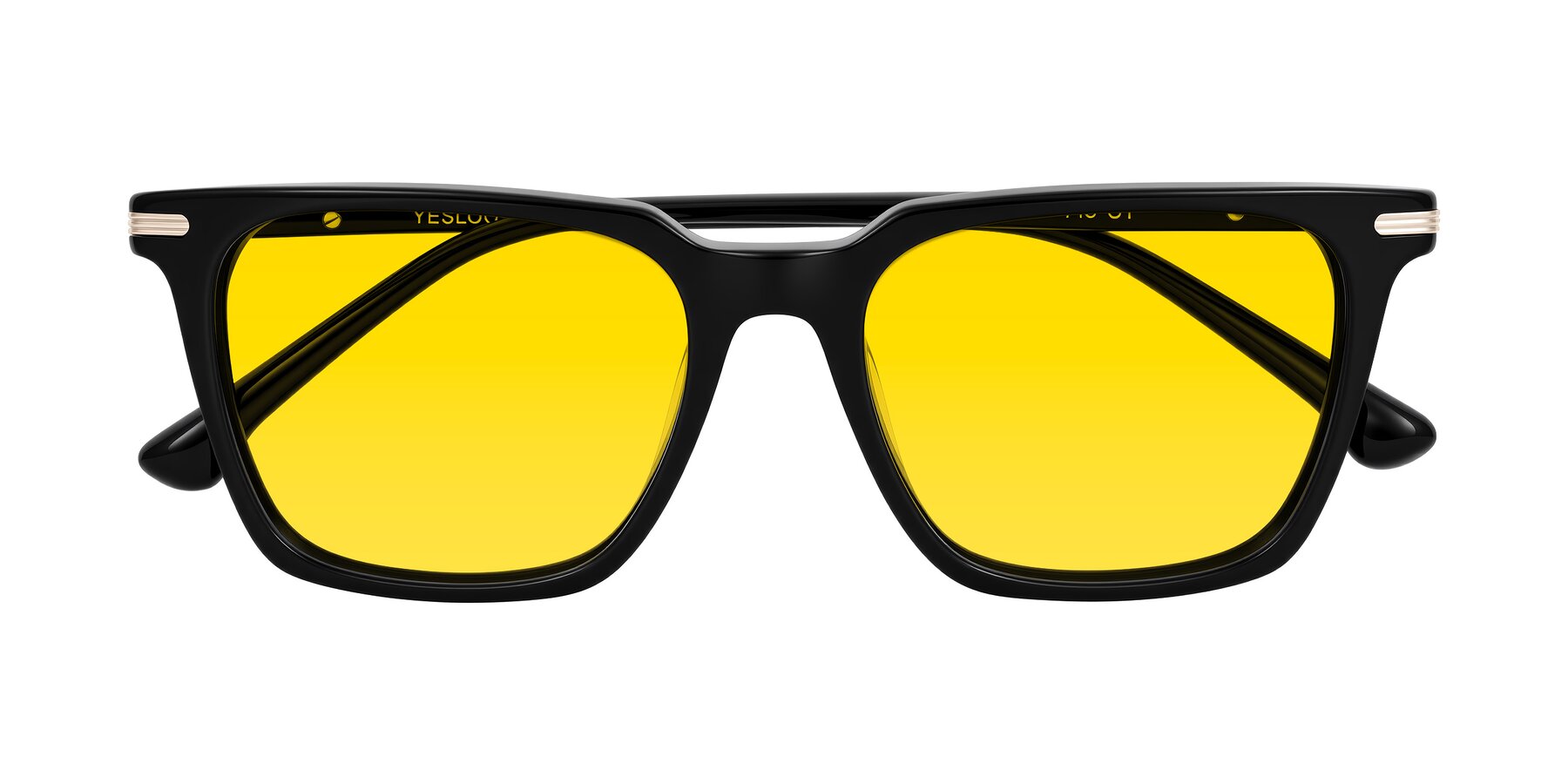 Folded Front of Miyaha in Black with Yellow Tinted Lenses