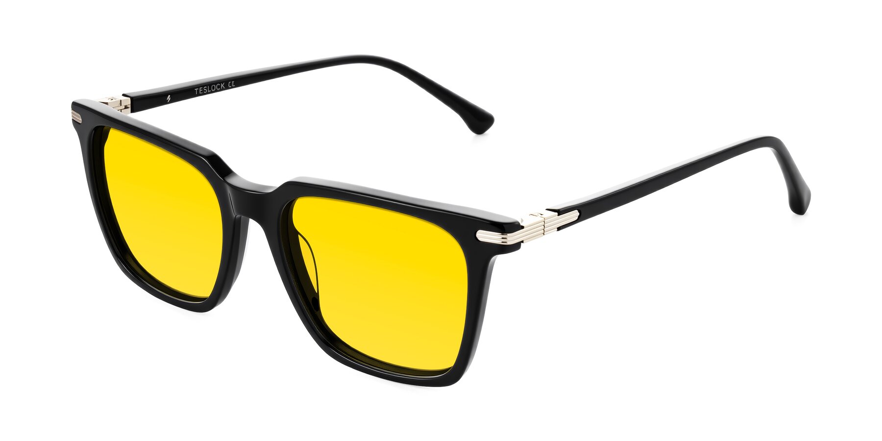 Angle of Miyaha in Black with Yellow Tinted Lenses