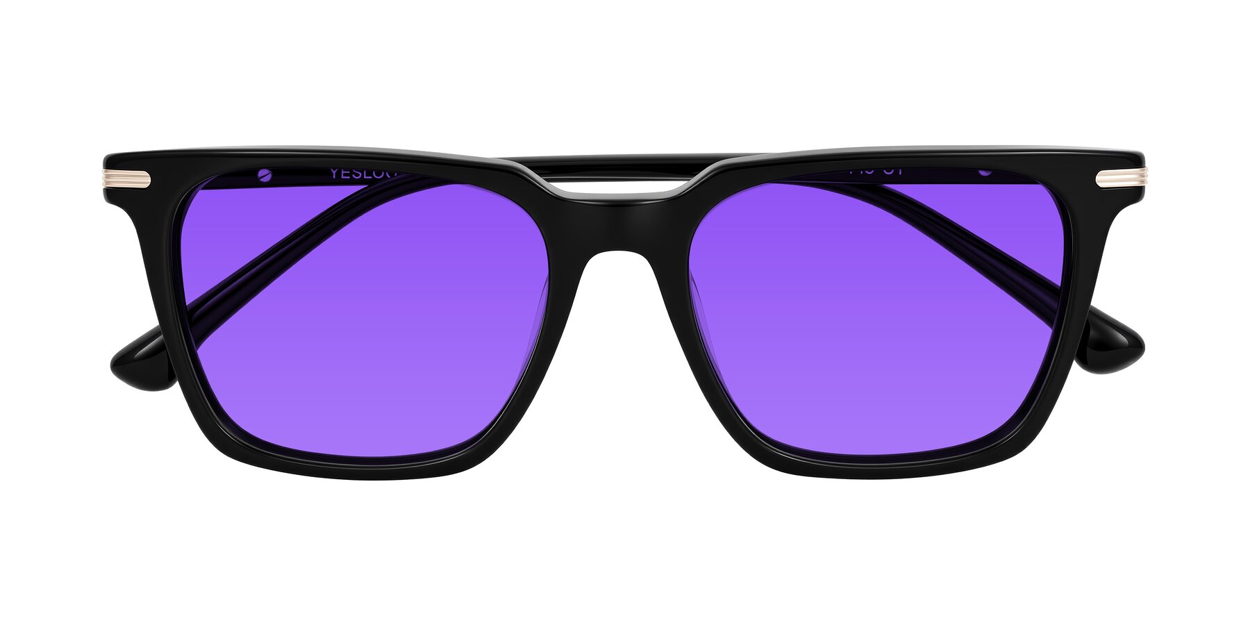 Folded Front of Miyaha in Black with Purple Tinted Lenses