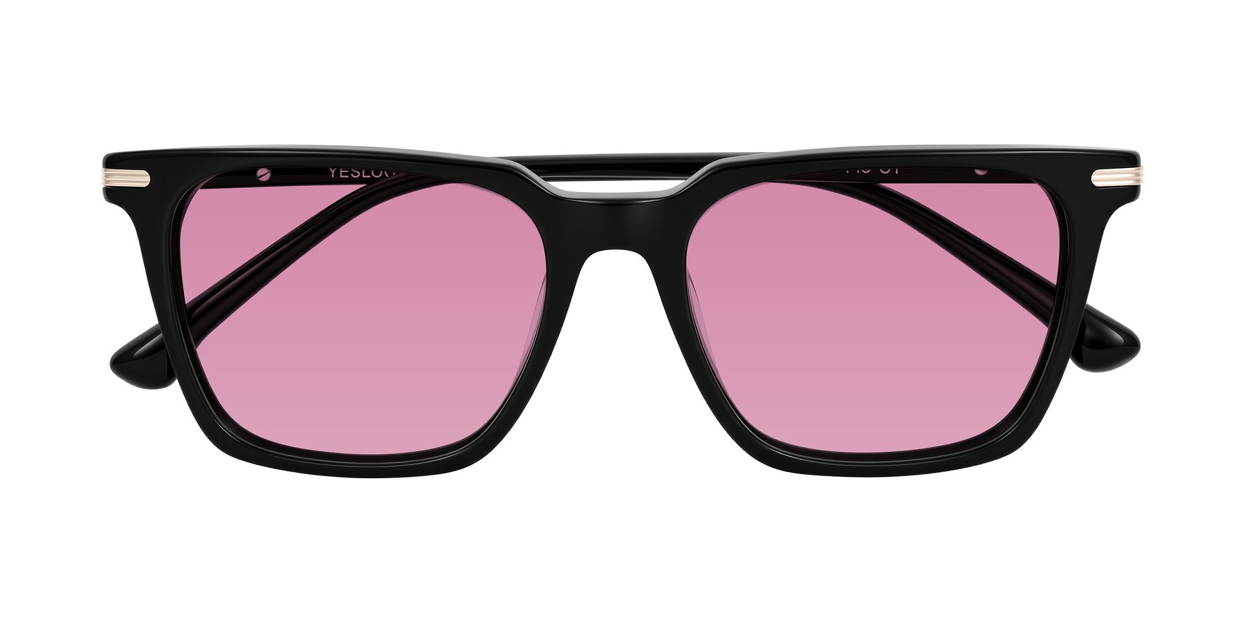 Folded Front of Miyaha in Black with Medium Wine Tinted Lenses