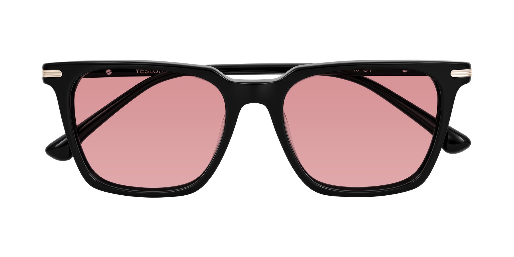 Folded Front of Miyaha in Black with Medium Garnet Tinted Lenses