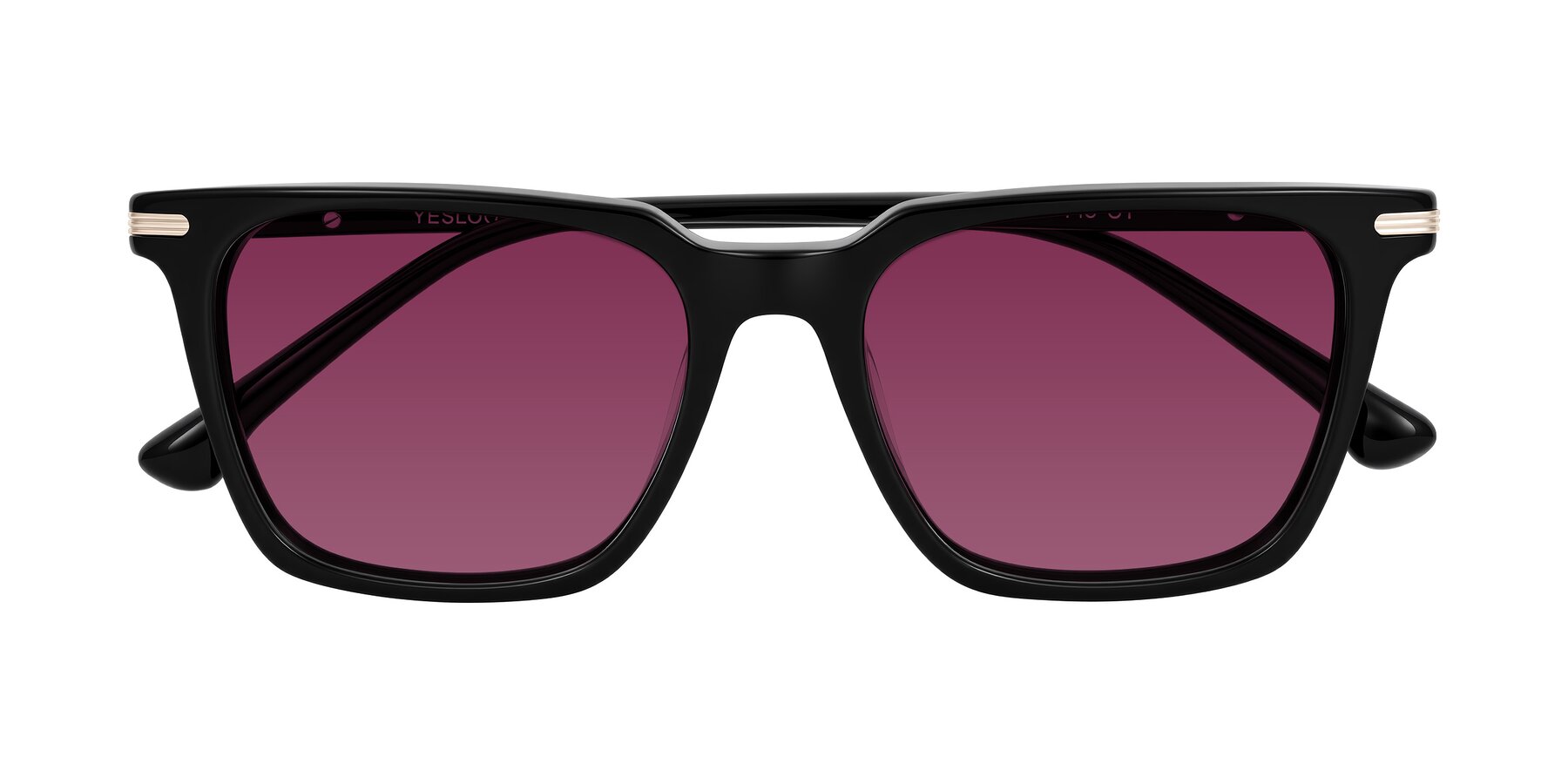 Folded Front of Miyaha in Black with Wine Tinted Lenses